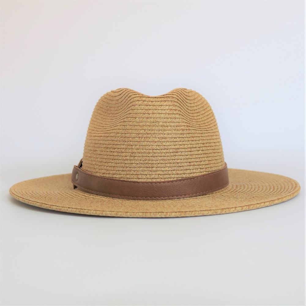 Straw Panama Hat With Faux Leather Belt - Picture 6 of 8